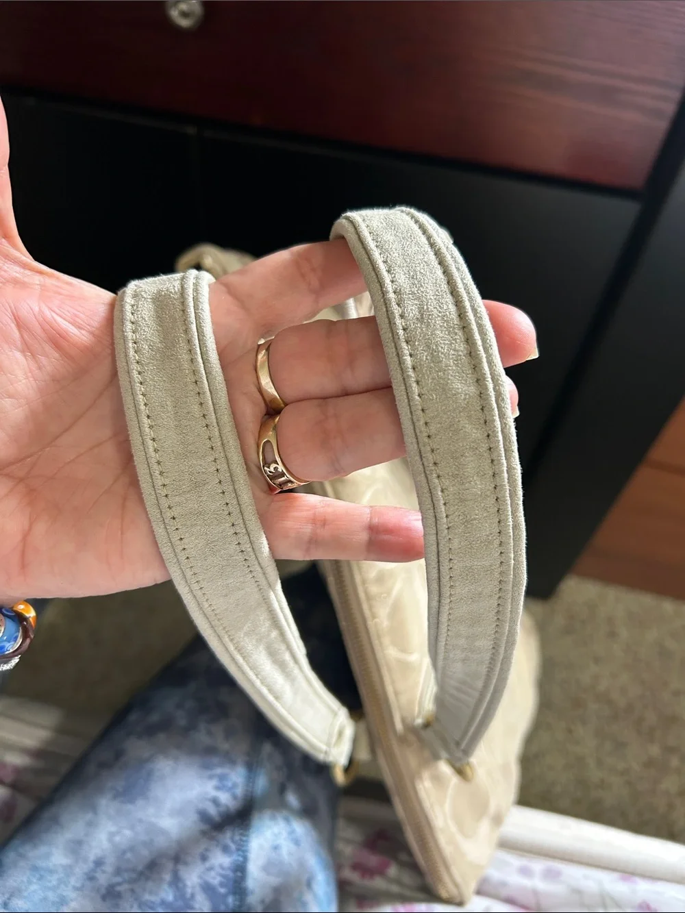 Coach Tan Signature Canvas Shoulder Tote with Gold Hardware